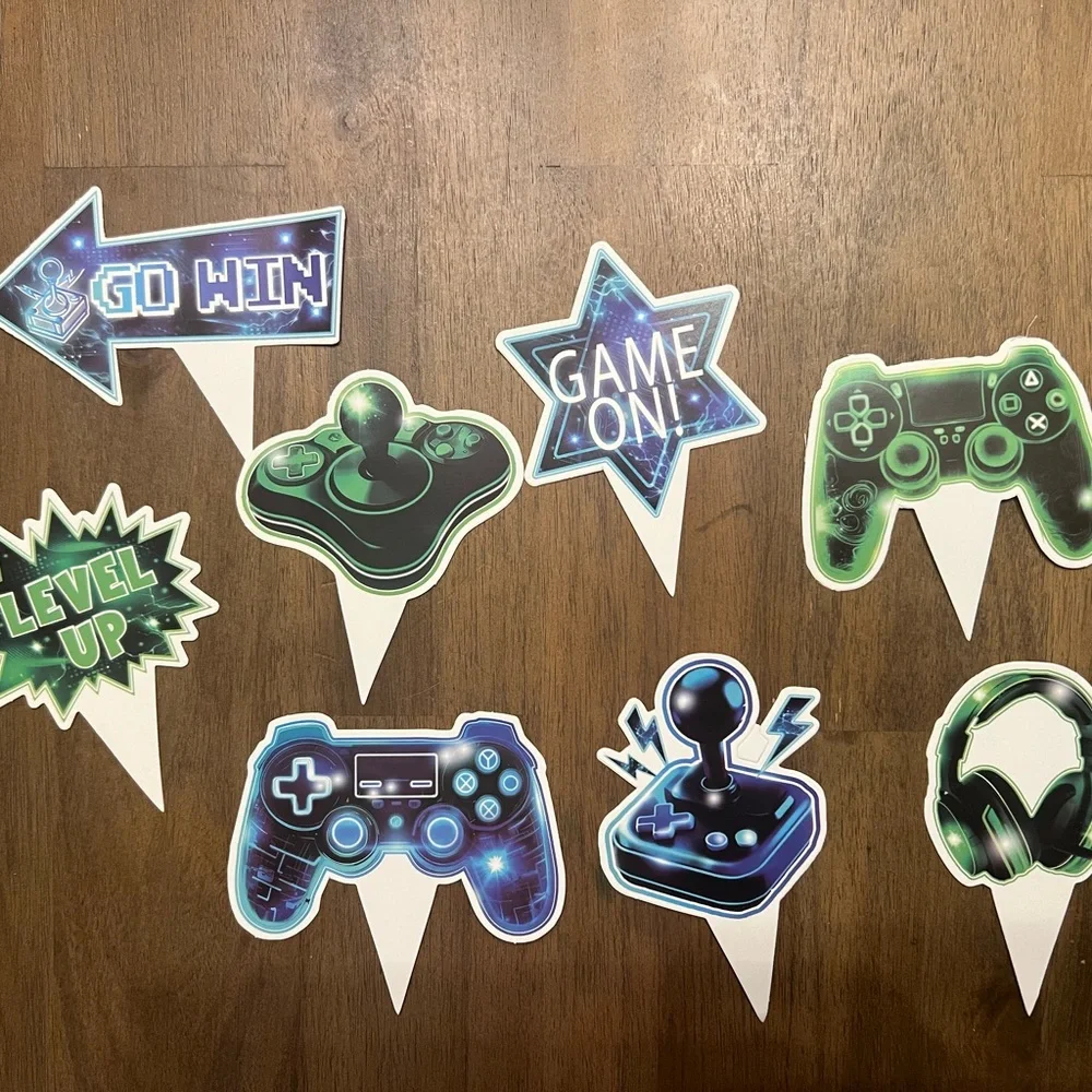 Eat Sleep Game Repeat Black & Green Gaming Party Supplies Set an favors